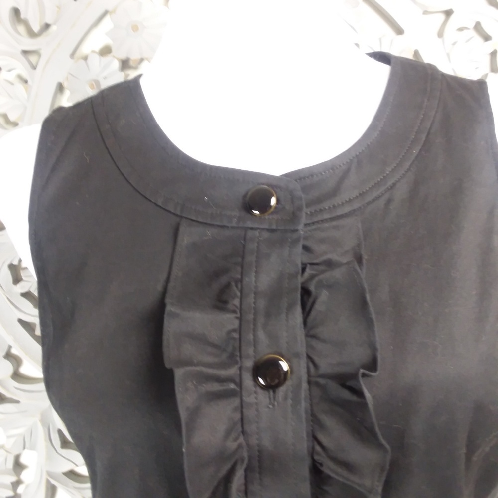 Talbots Structured Ruffle Black Dress Knee Length - Picture 4 of 7